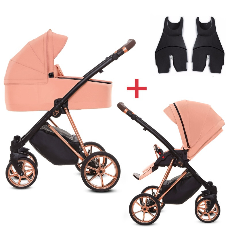 BabyActive Musse Ultra - Wózek Głęboko-Spacerowy | zestaw 2w1 | APRICOT/ROSE GOLD