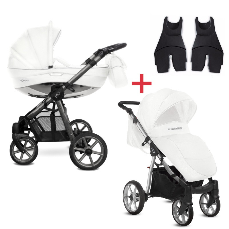 BabyActive Mommy Glossy White - Wózek Głęboko-Spacerowy | zestaw 2w1 | SILVER
