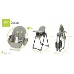 4Baby Decco - Krzesełko do karmienia | GREY