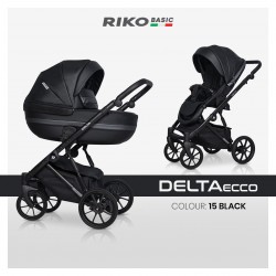 Riko Basic Delta Ecco - Wózek Głęboko-Spacerowy | zestaw 2w1 | BLACK