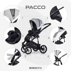 Riko Basic Pacco - Wózek Głęboko-Spacerowy | zestaw 2w1 | GREY FOX