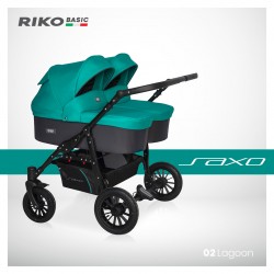Riko Basic Saxo - Wózek Bliźniaczy Głęboko-Spacerowy | zestaw 2w1 | LAGOON