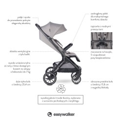 Easywalker Jackey 2 XL - Kompaktowy wózek spacerowy | PEBBLE GREY