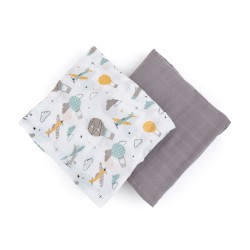 Petite&Mars Misty - Otulacz bambusowy 2 szt | 120x120 | GREY PLANES