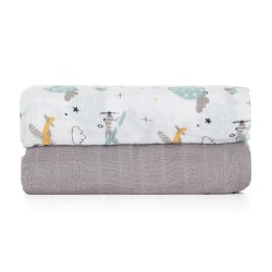 Petite&Mars Misty - Otulacz bambusowy 2 szt | 120x120 | GREY PLANES