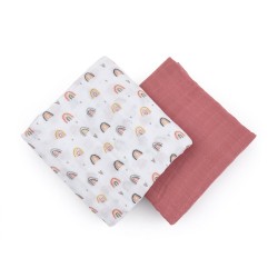 Petite&Mars Misty - Otulacz bambusowy 2 szt | 120x120 | ROSE RAINBOW