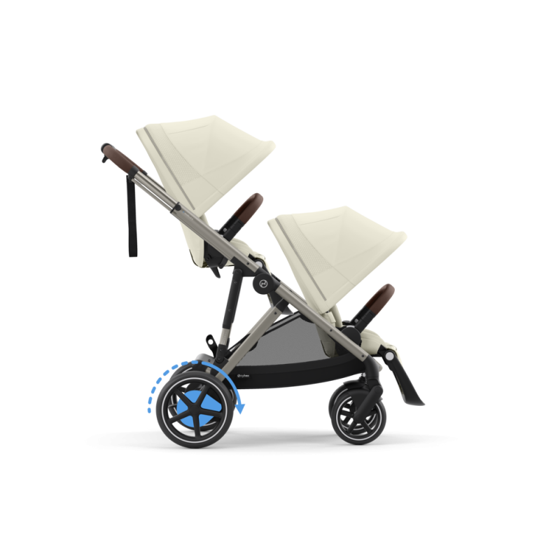 Cybex e-Gazelle S - Wózek spacerowy dla bliźniąt | SEASHELL BEIGE