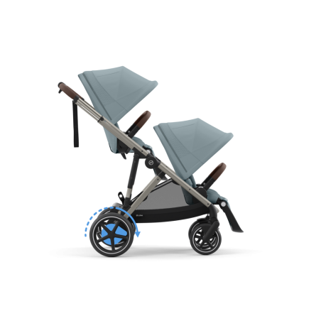 Cybex e-Gazelle S - Wózek spacerowy dla bliźniąt | STORMY BLUE