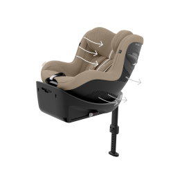 Cybex Sirona G - Obrotowy fotelik samochodowy 61-105 CM | zestaw z bazą | PLUS ALMOND BEIGE ****ADAC