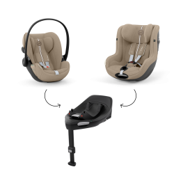 Cybex Cloud G - Rozkładany fotelik samochodowy 40-87 CM | zestaw z bazą | PLUS ALMOND BEIGE ****ADAC