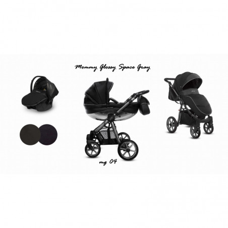 BabyActive Mommy Glossy - Wózek Głęboko-Spacerowy | zestaw 3w1 | SPACE GREY