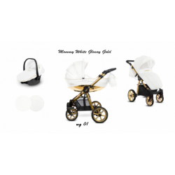 BabyActive Mommy Glossy White - Wózek Głęboko-Spacerowy | zestaw 3w1 | GOLD