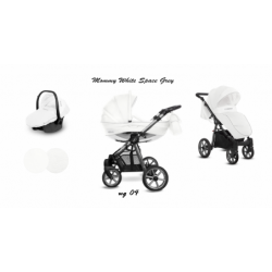 BabyActive Mommy Glossy White - Wózek Głęboko-Spacerowy | zestaw 3w1 | SPACE GREY