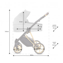 BabyActive Musse Ultra - Wózek Głęboko-Spacerowy | zestaw 3w1 | APRICOT/GOLD