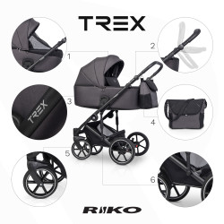 Riko Trex - Wózek Głęboko-Spacerowy | zestaw 2w1 | ANTHRACITE