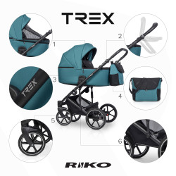 Riko Trex - Wózek Głęboko-Spacerowy | zestaw 2w1 | LAGOON