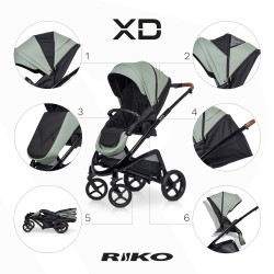 Riko XD Black Edition - Wózek Głęboko-Spacerowy | zestaw 2w1 | LAGOON